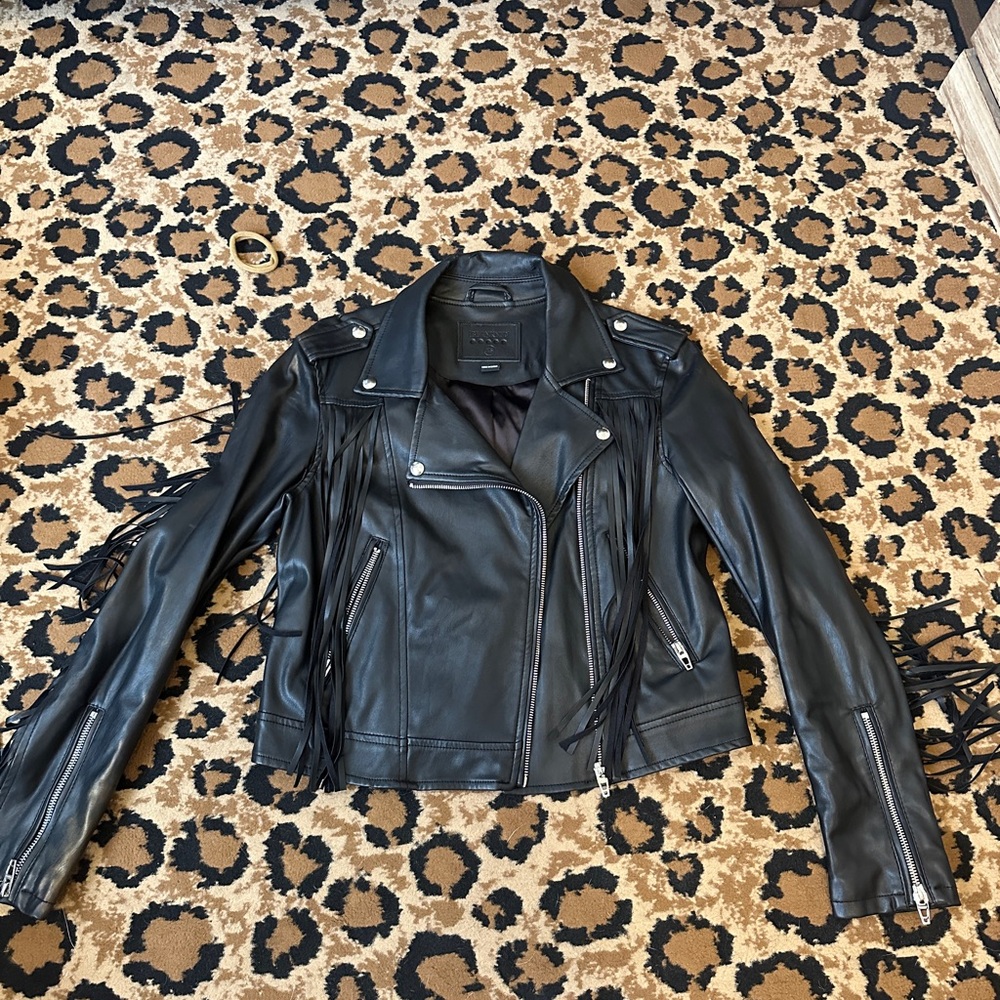 Blank NYC leather fringe jacket